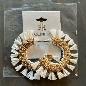 Caroline Hill Gold & Rafia Hoop Earrings